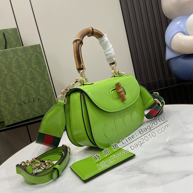Gucci專櫃古馳最新款Bamboo 1947系列小號竹節手提包 jh2446型號：675797